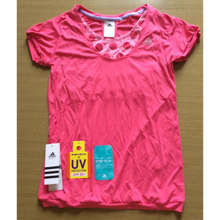 アディダス(adidas)のアディダスadidas ピンク水玉Tシャツ UV 50+ 抗菌防臭おしゃれカット(ウェア)