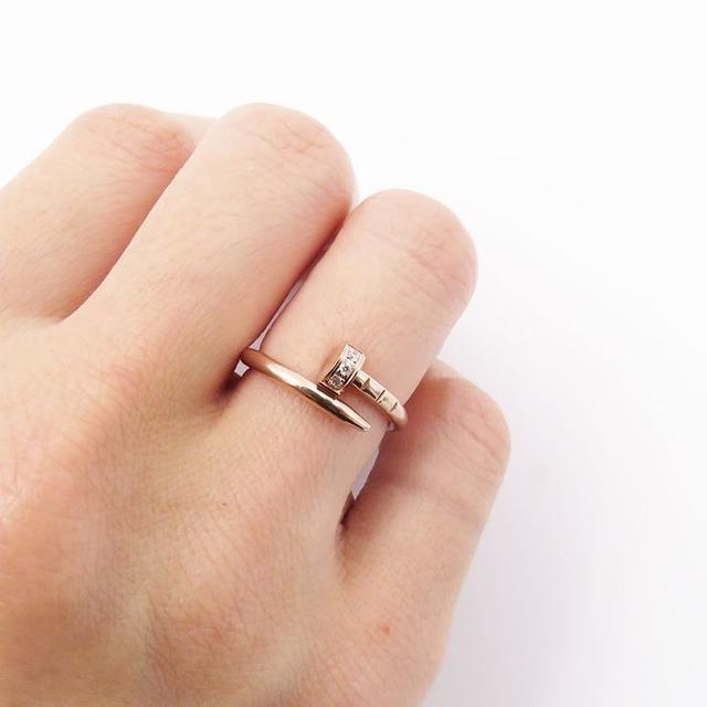 指輪 レディース リング 釘 ピンクゴールド ジルコニア ステンレス レディースのアクセサリー(リング(指輪))の商品写真