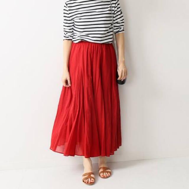 IENA(イエナ)のIENA・コットンボイルギャザーパネルスカート・レッド レディースのスカート(ロングスカート)の商品写真