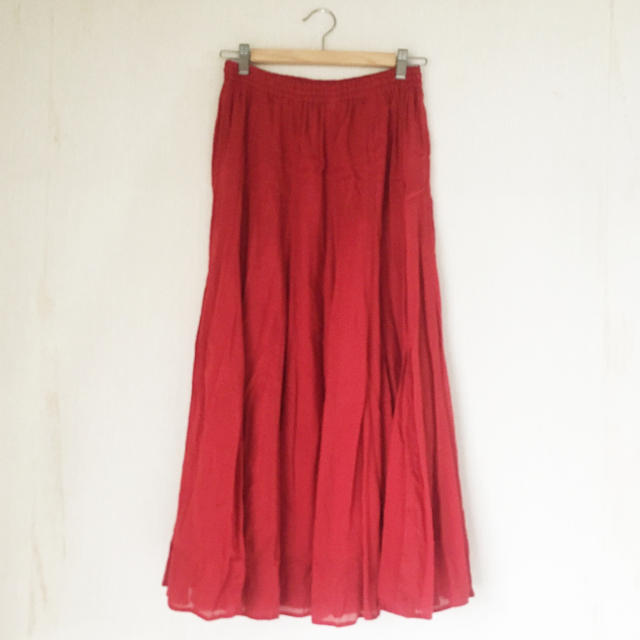 IENA(イエナ)のIENA・コットンボイルギャザーパネルスカート・レッド レディースのスカート(ロングスカート)の商品写真