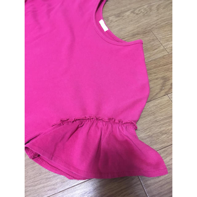 GU(ジーユー)のgu 130 ワンピース　半袖　ひざ丈　ピンク　ショッキングピンク キッズ/ベビー/マタニティのキッズ服女の子用(90cm~)(ワンピース)の商品写真