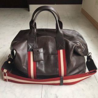 大容量 2way BALLY ボストンバッグ シボ革 レザー ゴールド金具 黒