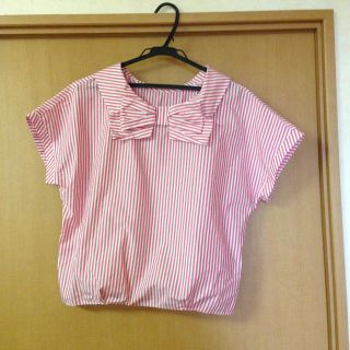 ドットアンドストライプスチャイルドウーマン(Dot&Stripes CHILDWOMAN)のストライプリボンシャツ(シャツ/ブラウス(半袖/袖なし))