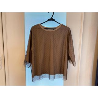 ショコラフィネローブ(chocol raffine robe)の透け感 ドットチュール トップス(Tシャツ(半袖/袖なし))