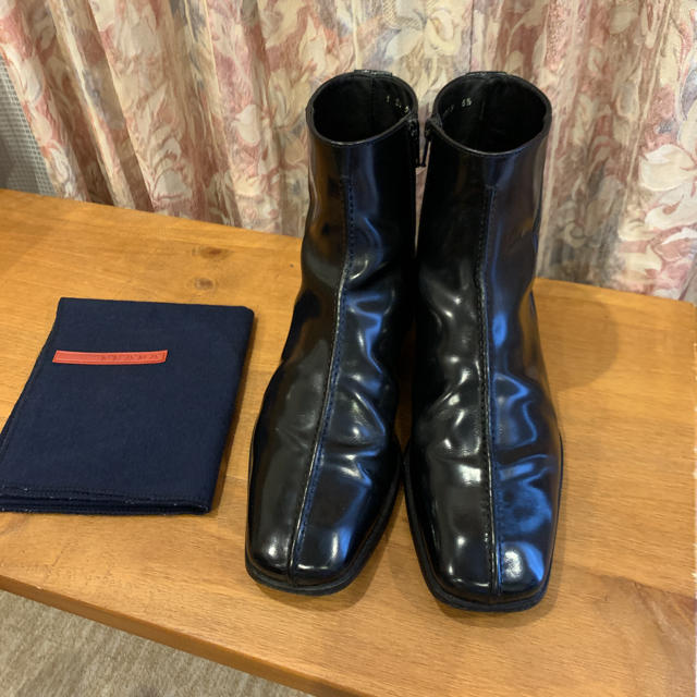 美品　PRADA プラダ　レザーブーツ　ジップアップ　サイズ6 1/2