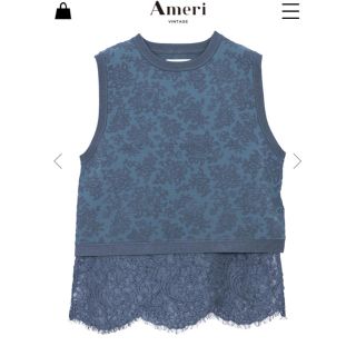 アメリヴィンテージ(Ameri VINTAGE)のAmeri VINTAGE LACE COMBINE JACQUARD KNIT(カットソー(半袖/袖なし))