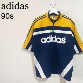 アディダス(adidas)の90s adidas 半袖ジャージ メンズL 紺 黄色 白 Tシャツ 古着(ジャージ)