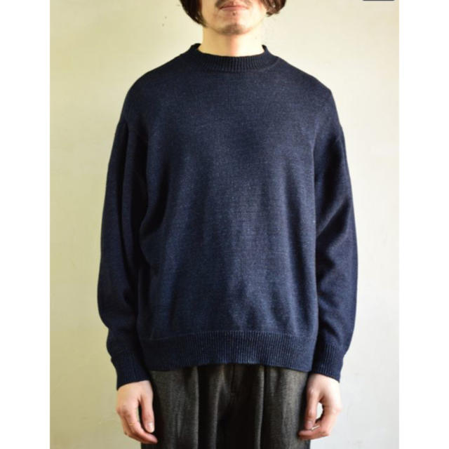 comoli 21ss インディゴクルーネックニット navy - ニット/セーター