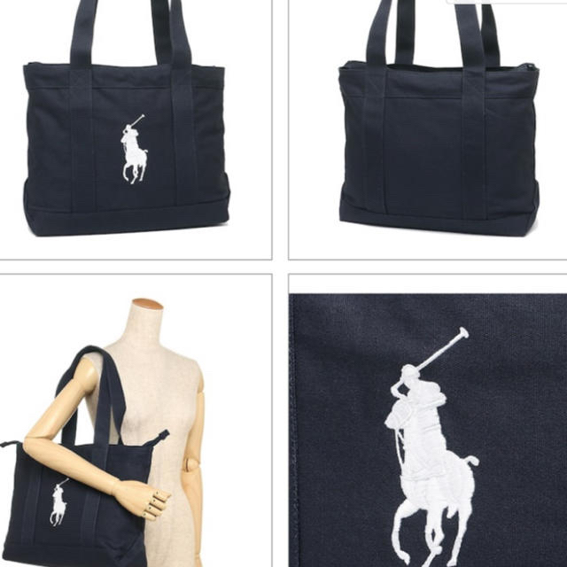 POLO RALPH LAUREN(ポロラルフローレン)のポロラルフローレン　トート　紺色　POLO 中古 レディースのバッグ(トートバッグ)の商品写真