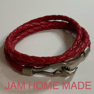 ジャムホームメイドアンドレディメイド(JAM HOME MADE & ready made)のジャムホームメイド　編み込み3巻ブレスレット　赤(ブレスレット)
