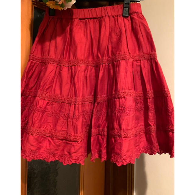 ZARA KIDS(ザラキッズ)の新品タグ付◯ザラガール◯コットンティアードスカート128赤 キッズ/ベビー/マタニティのキッズ服女の子用(90cm~)(スカート)の商品写真