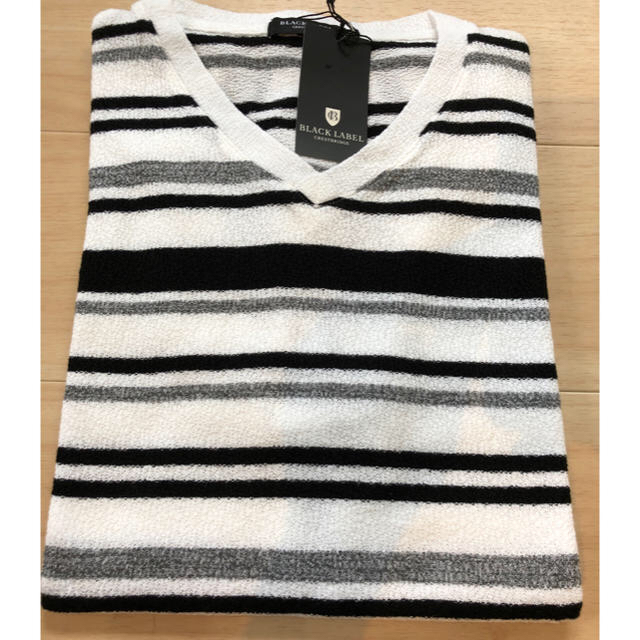 BURBERRY BLACK LABEL(バーバリーブラックレーベル)の新品★ブラックレーベル☆クレストブリッジ●パイル地Vネック Tシャツ★バーバリー メンズのトップス(Tシャツ/カットソー(半袖/袖なし))の商品写真