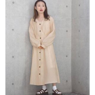 ダブルクローゼット(w closet)の［タイムセール］ほぼ未使用　リネンライクウエストタックワンピース(ロングワンピース/マキシワンピース)