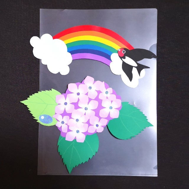 【New6月壁面】あじさい 梅雨 ハンドメイド 壁面飾り