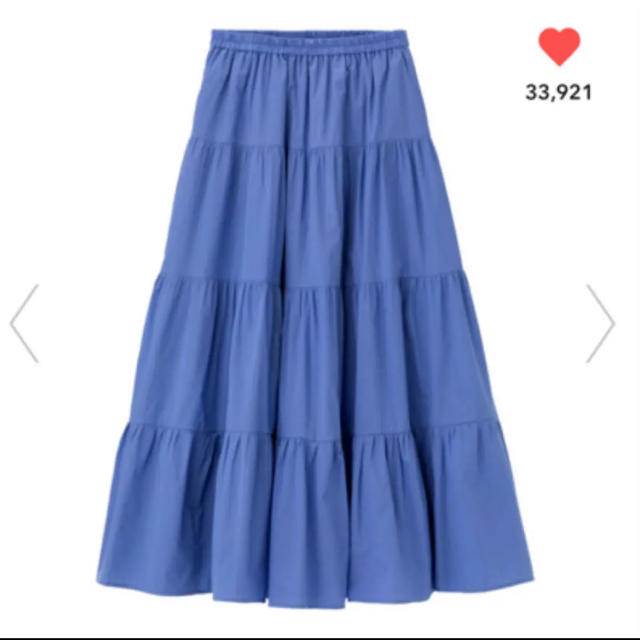GU(ジーユー)の【新品未使用】GU ティアードフレアロングスカート ブルー M レディースのスカート(ロングスカート)の商品写真