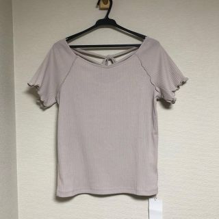 マジェスティックレゴン(MAJESTIC LEGON)のマジェスティックレゴン／バックオープンラメリブトップス(ｸﾞﾚｰｼﾞｭ／M)(カットソー(半袖/袖なし))