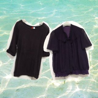 エイチアンドエム(H&M)の秋物 シフォンブラウス♡透かし編みニット(カットソー(半袖/袖なし))