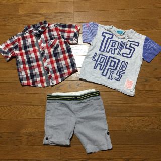 コムサイズム(COMME CA ISM)のコムサ 襟つきシャツ&ハーフパンツ セット 80(Ｔシャツ)