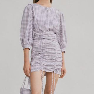 ザラ(ZARA)のギンガムチェック ドロストワンピース(ミニワンピース)