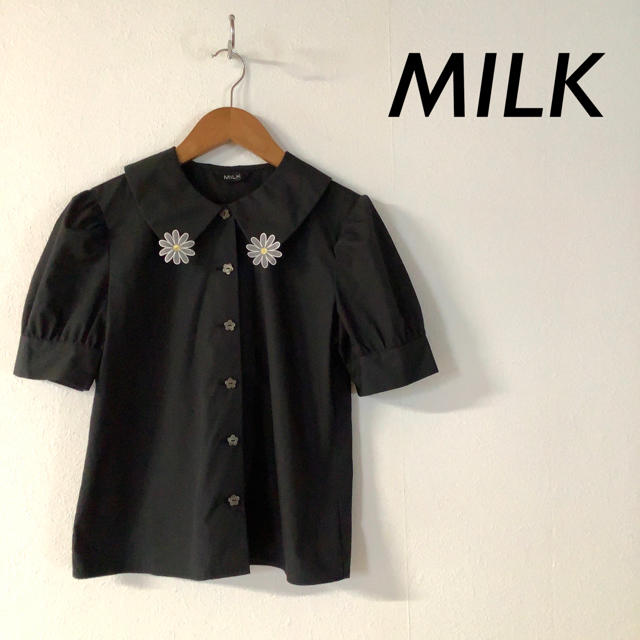 MILK - 【美品】MILK 花 モチーフ パフスリーブ 半袖 ブラウス シャツ ...