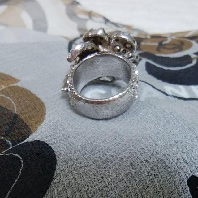 CHANEL 06V カメリア 花 ビジュ リング シルバーカラー 指輪 13号
