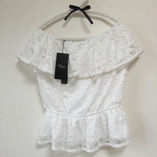 セシルマクビー(CECIL McBEE)の新品＊春夏 レース フリル ビーズ(カットソー(半袖/袖なし))