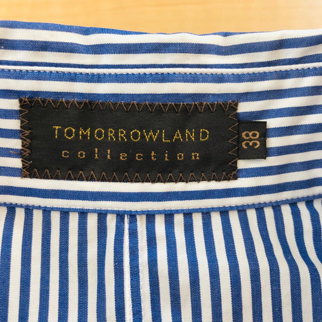 TOMORROWLAND(トゥモローランド)のトゥモローランド　青ストライプシャツ　オープンカラーシャツ レディースのトップス(シャツ/ブラウス(長袖/七分))の商品写真