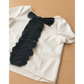 ランバンオンブルー(LANVIN en Bleu)の【美品】ランバン　バックリボントップス　カットソー(カットソー(半袖/袖なし))