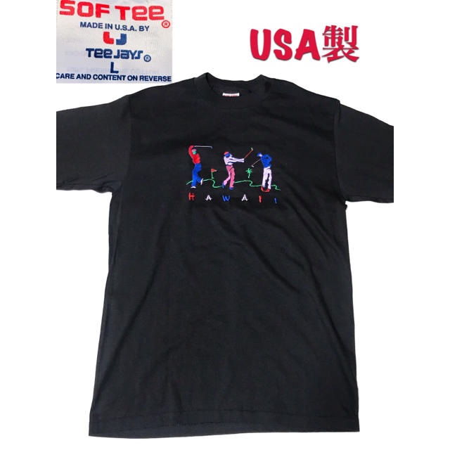SOFTEE Tシャツ USA製 80s 90s ハワイ HAWAII ゴルフTシャツ/カットソー(半袖/袖なし)