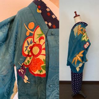 全3色/黒/赤/ベージュ 笹ねじり梅雲取絵羽道行 アンティーク - 通販