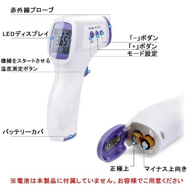 新品　非接触式電子温度計 家庭用 インテリア/住まい/日用品の日用品/生活雑貨/旅行(日用品/生活雑貨)の商品写真