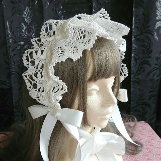 ★sale★ハーフボンネット風ヘッドドレス オフ白(ヘアアクセサリー)