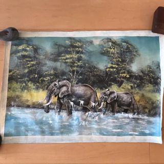 ゾウ　油絵(絵画/タペストリー)