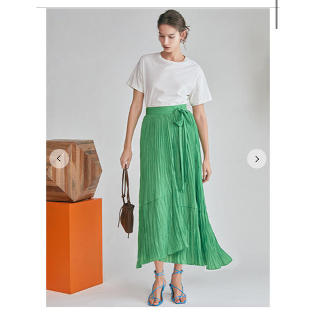 Mila Owen(ミラオーウェン)の切替フレアワッシャー巻きスカート レディースのスカート(ロングスカート)の商品写真