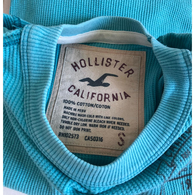 Hollister(ホリスター)のホリスター　ロンＴ　長袖　Ｓ　ターコイズ メンズのトップス(Tシャツ/カットソー(七分/長袖))の商品写真