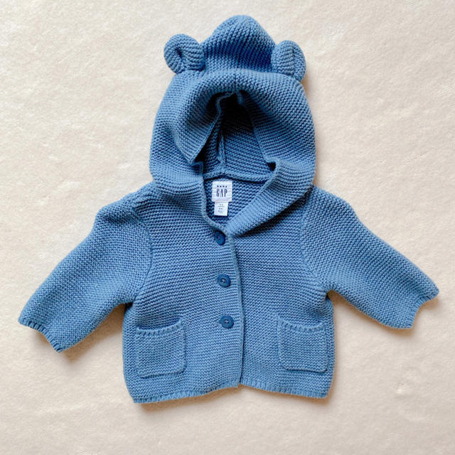 babyGAP(ベビーギャップ)のbaby GAP✪耳付きニットカーディガン　50size キッズ/ベビー/マタニティのベビー服(~85cm)(カーディガン/ボレロ)の商品写真