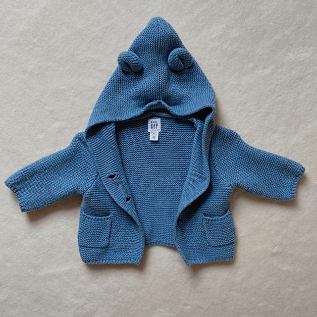 babyGAP(ベビーギャップ)のbaby GAP✪耳付きニットカーディガン　50size キッズ/ベビー/マタニティのベビー服(~85cm)(カーディガン/ボレロ)の商品写真