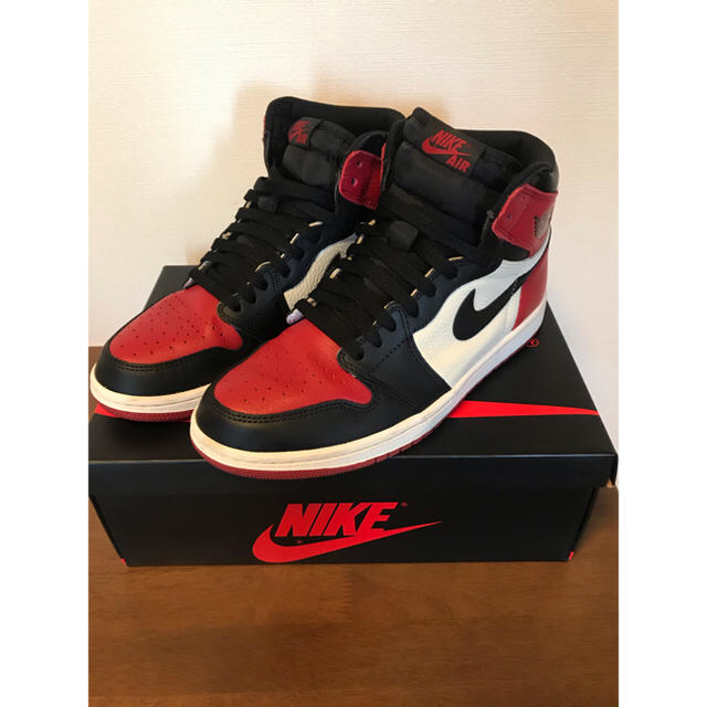 NIKE - Nike Jordan 1 Bred Toe つま赤 ジョーダン ナイキの通販 by ああ｜ナイキならラクマ