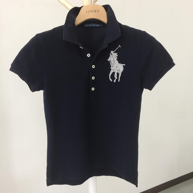 Ralph Lauren(ラルフローレン)のラルフローレン パールビジューのビッグポニーポロシャツ ネイビー  レディースのトップス(ポロシャツ)の商品写真