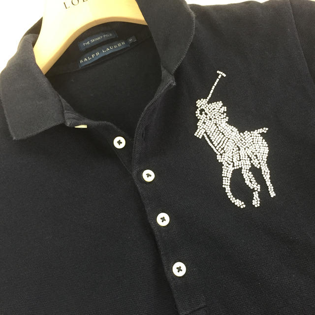 Ralph Lauren(ラルフローレン)のラルフローレン パールビジューのビッグポニーポロシャツ ネイビー  レディースのトップス(ポロシャツ)の商品写真