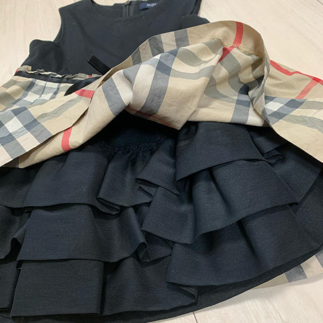 BURBERRY(バーバリー)の【美品】バーバリー  フォーマルワンピース　チェック　ブラック キッズ/ベビー/マタニティのベビー服(~85cm)(ワンピース)の商品写真