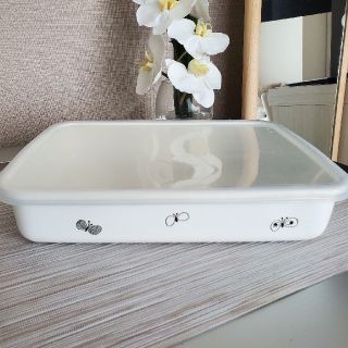 エバニュー <未使用>ミナペルホネン×野田琺瑯 レクタングル浅型 L