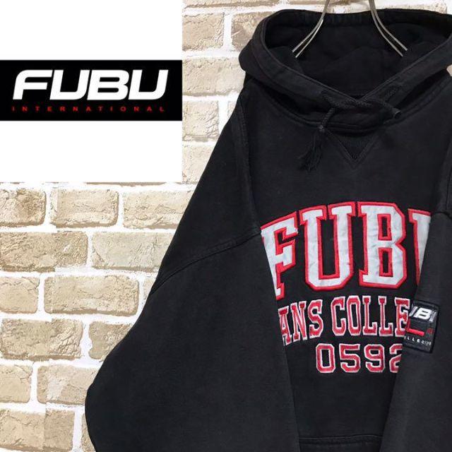 オリジナル FUBUフブ スウェットパーカー フーディー ブラック黒 XL
