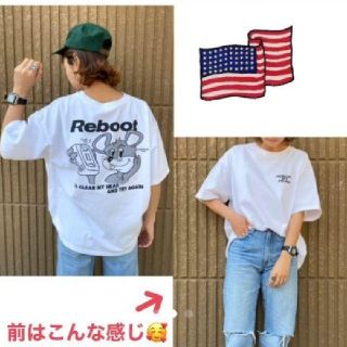 ロデオクラウンズワイドボウル(RODEO CROWNS WIDE BOWL)の新品ホワイト REBOOT BIG Tシャツ 空前の大ヒット商品♪ヘ(≧▽≦ヘ)(Tシャツ(半袖/袖なし))