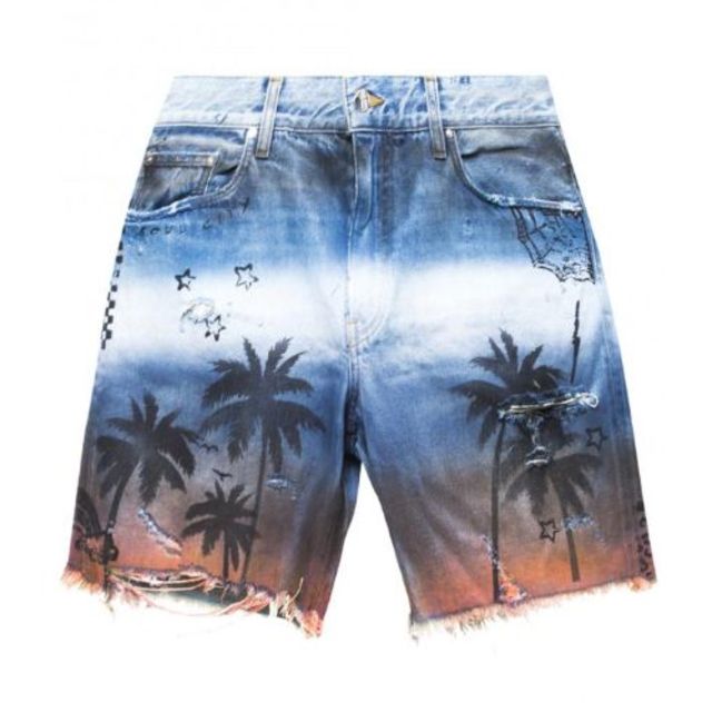 ★Amiri★ DENIM SHORTS WITH PALM TREES［32］