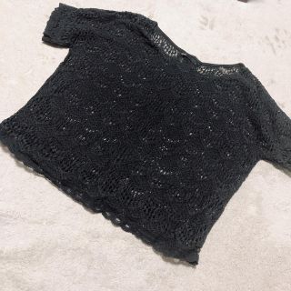 【美品】dotti. ドッティ　ブラック　レース　透け感　トップス(カットソー(半袖/袖なし))