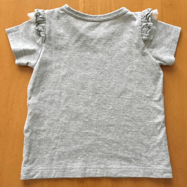 ニッセン(ニッセン)のTシャツ 90 グレー フリル 猫 無地 子供 キッズ/ベビー/マタニティのキッズ服女の子用(90cm~)(Tシャツ/カットソー)の商品写真