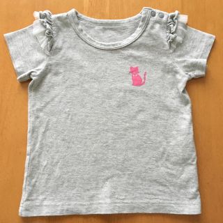 ニッセン(ニッセン)のTシャツ 90 グレー フリル 猫 無地 子供(Tシャツ/カットソー)