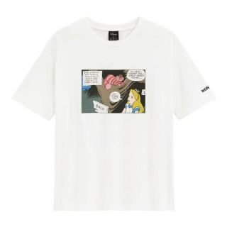 ジーユー(GU)の【新品】GU ディズニーコラボ　アリス　コミックTシャツ　ホワイト(Tシャツ(半袖/袖なし))