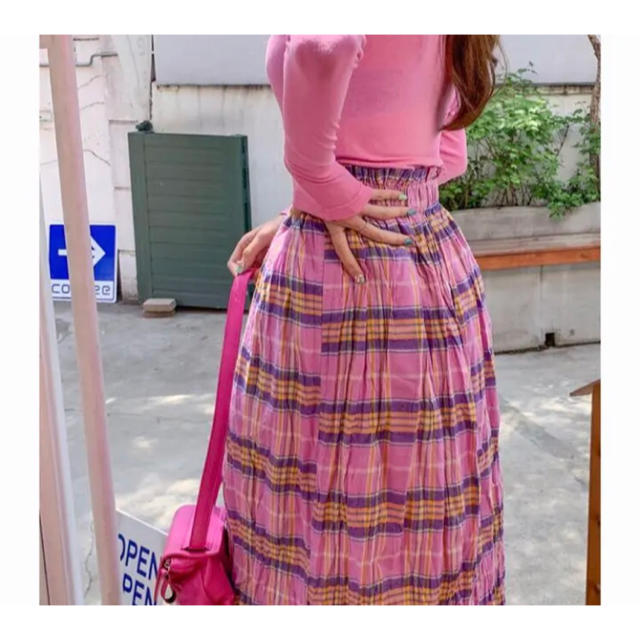 GOGOSING(ゴゴシング)のパープルピンク チェックスカート ♡ jouetie ヘザー ナイスクラップ  レディースのスカート(ロングスカート)の商品写真